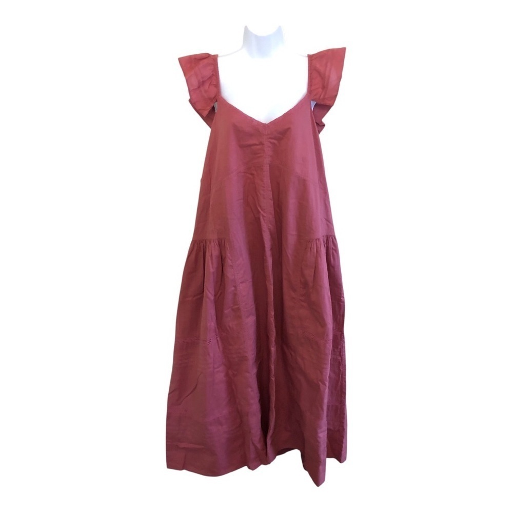Treasure & Bond Flutter Sleeves Midi Dress in  Pink Mauve Tie Back Plus Size 3X